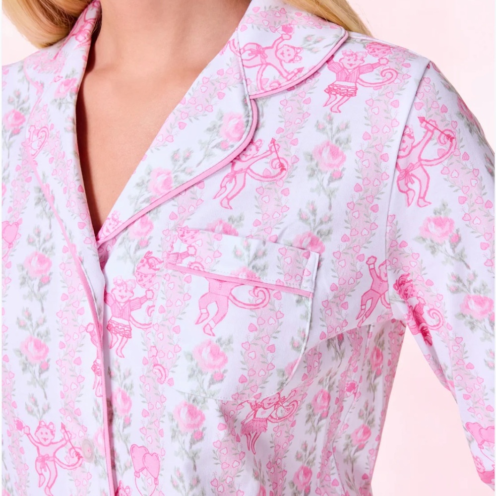 LoveShackFancy x Roller Rabbit Heirloom Monkey Long Sleeve Polo Pajamas
